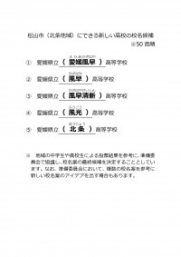 松山市（北条地域）にできる新しい高校の校名候補